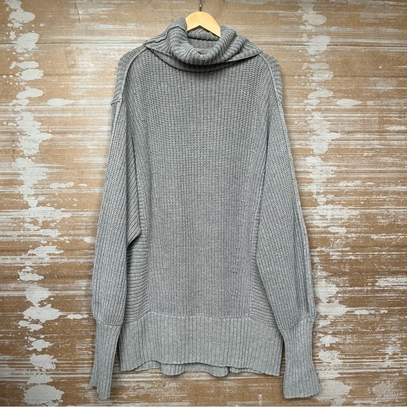 Free People Leo Oversized Tunic Sweater Gray Western Boho Minimalist Womens L - Picture 2 of 7